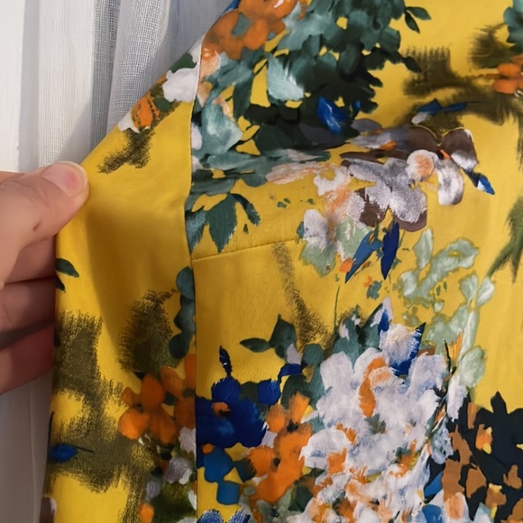 Fully Lined Yellow Floral Poplin Designer Dress - Picture 4 of 7